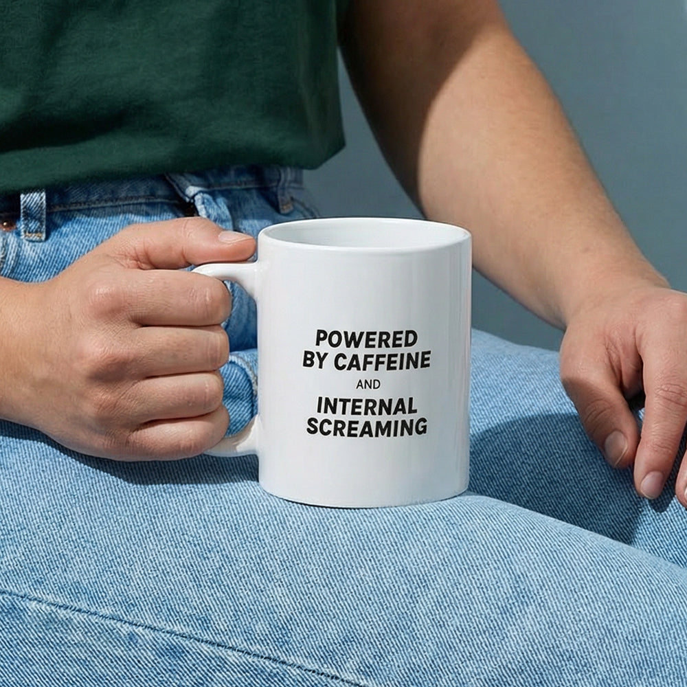 Tazza "Powered by caffeine and internal screaming"