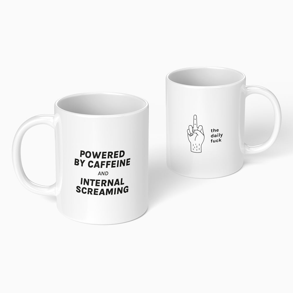 Tazza "Powered by caffeine and internal screaming"