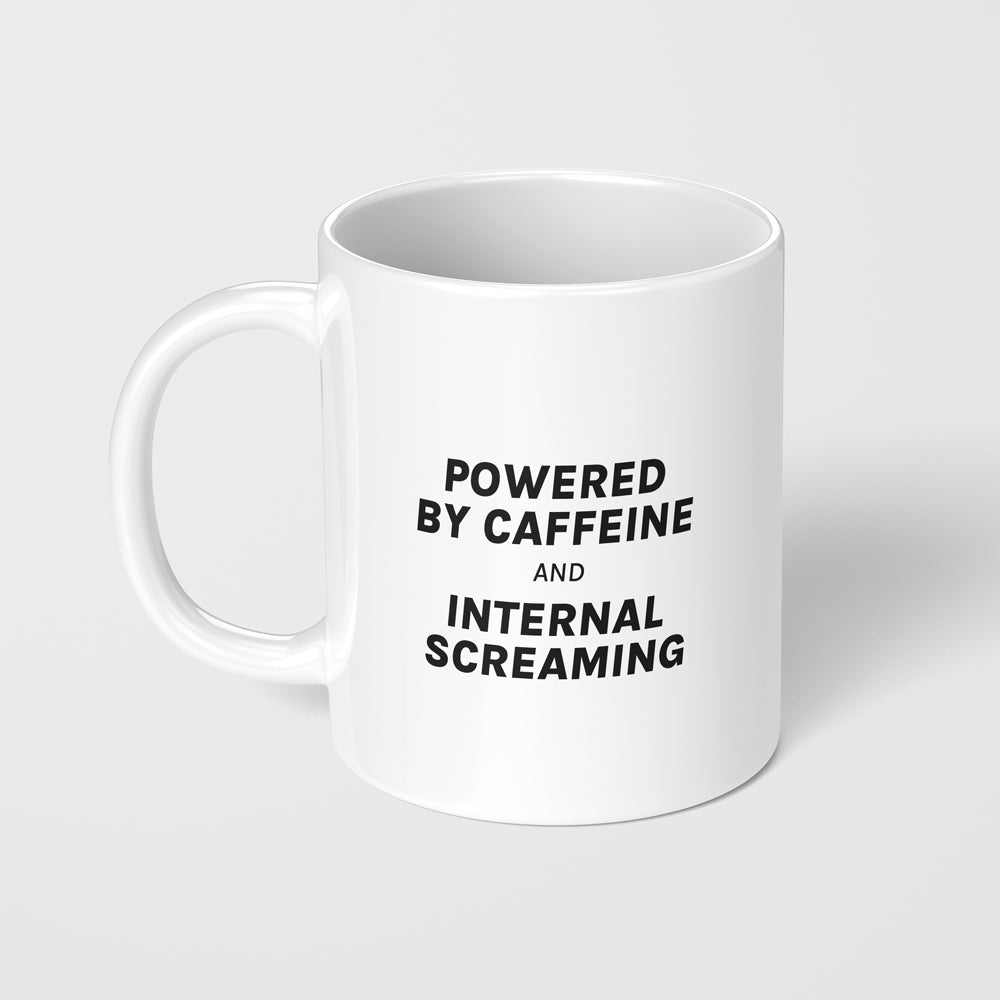 Tazza "Powered by caffeine and internal screaming"