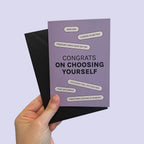 Biglietto "congrats on choosing yourself"